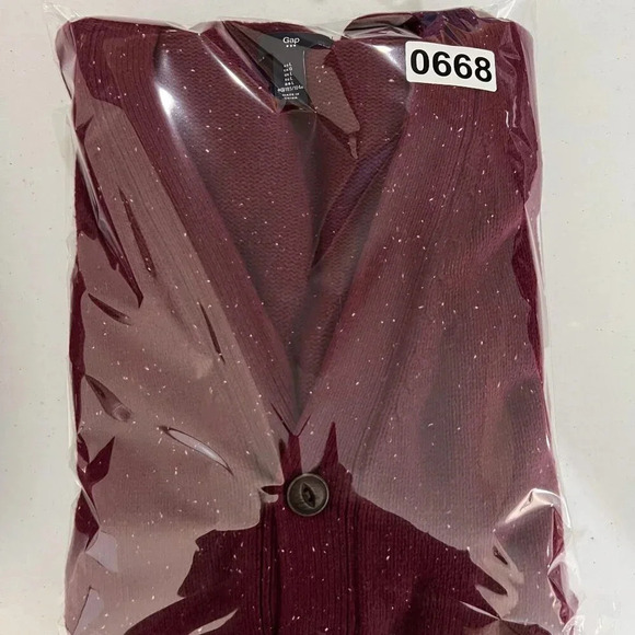 VTG Y2K 90s Gap Mens L Burgundy Cardigan Sweater Pockets Wool Blend Grandpacore - Picture 16 of 16